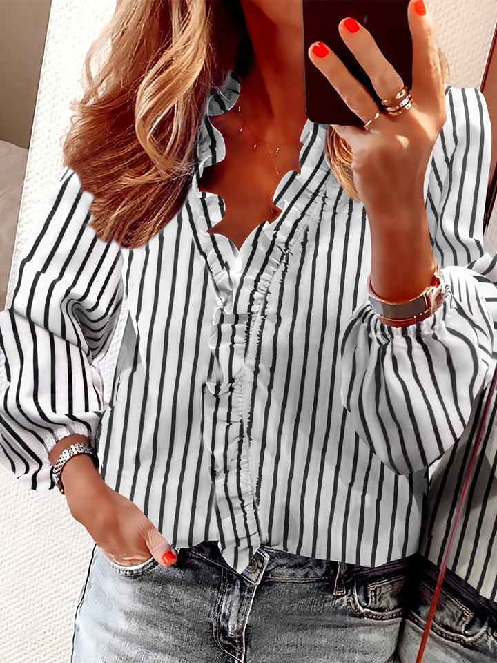 Aria™ - V-Neck Top with Ruffle Detail