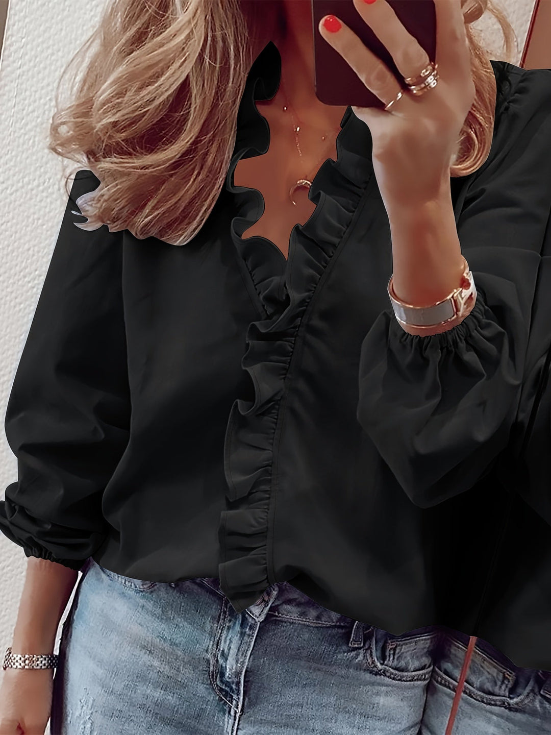 Aria™ - V-Neck Top with Ruffle Detail