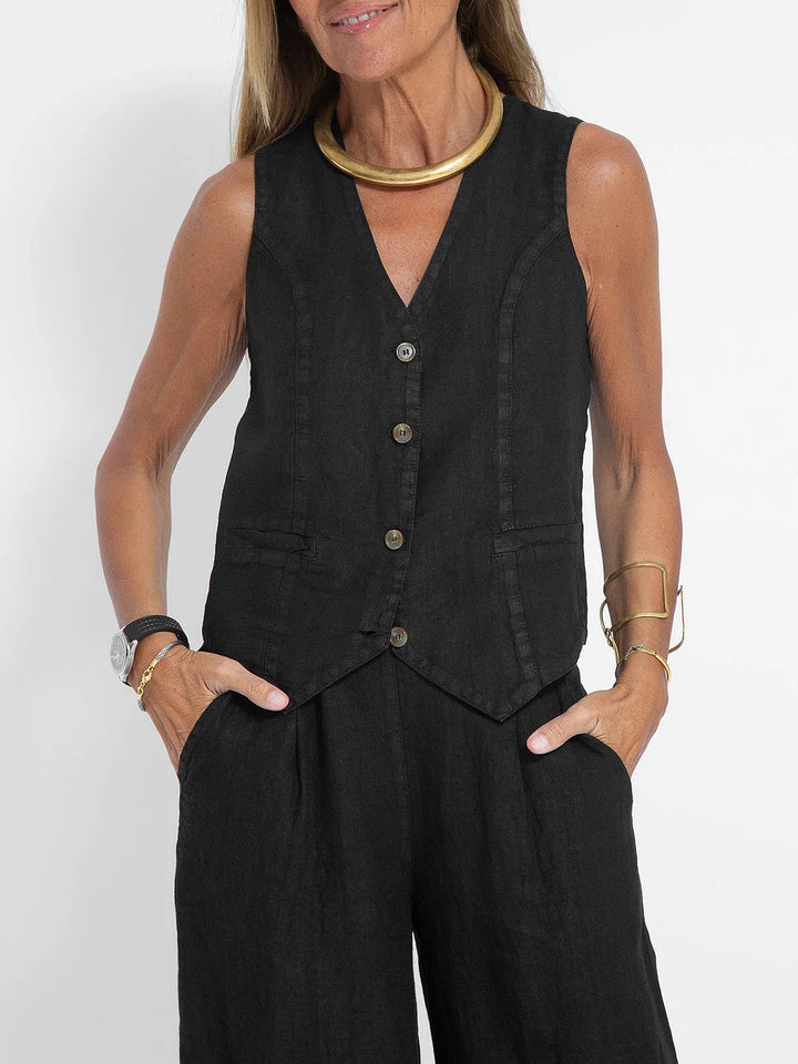 Aira™ - Waistcoat with Buttons & Wide Trousers Set
