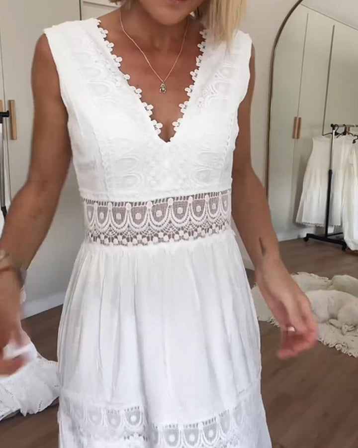 Stella™ - Comfortable V-Neck Lace Top Dress