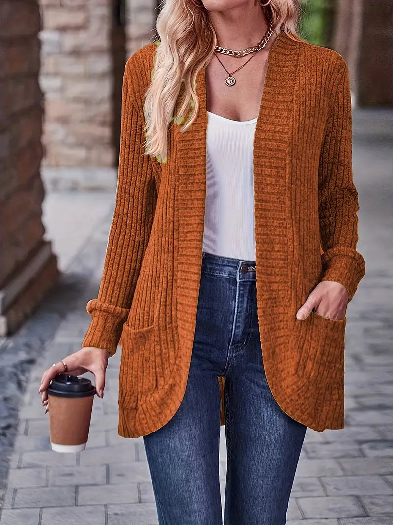 Neva™ - Elegant Ribbed Knit Cardigan with Long Sleeves