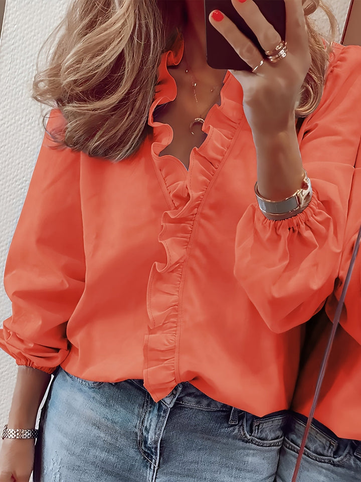 Aria™ - V-Neck Top with Ruffle Detail