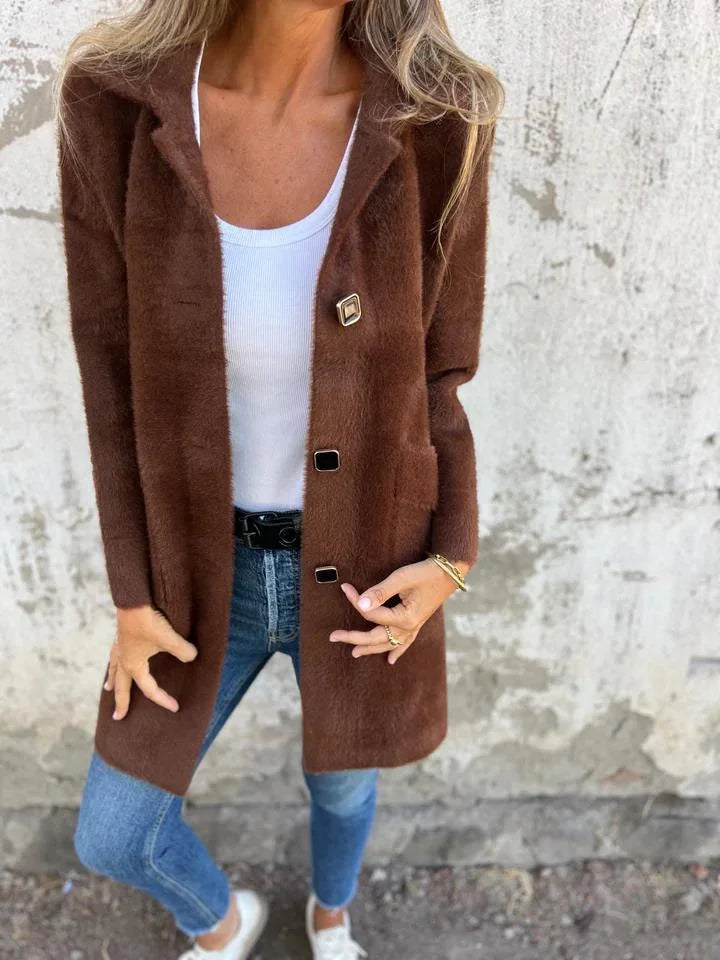 Alice - Casual Thick Coat with Lapels