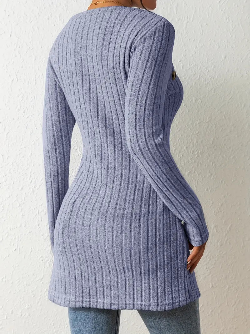 Julia™ - Asymmetric Top with Buttons and Ribbed Texture