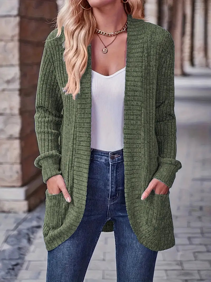 Neva™ - Elegant Ribbed Knit Cardigan with Long Sleeves