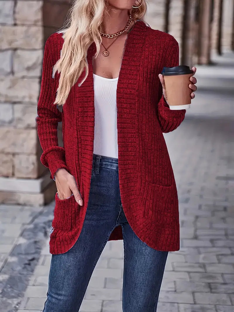 Neva™ - Elegant Ribbed Knit Cardigan with Long Sleeves