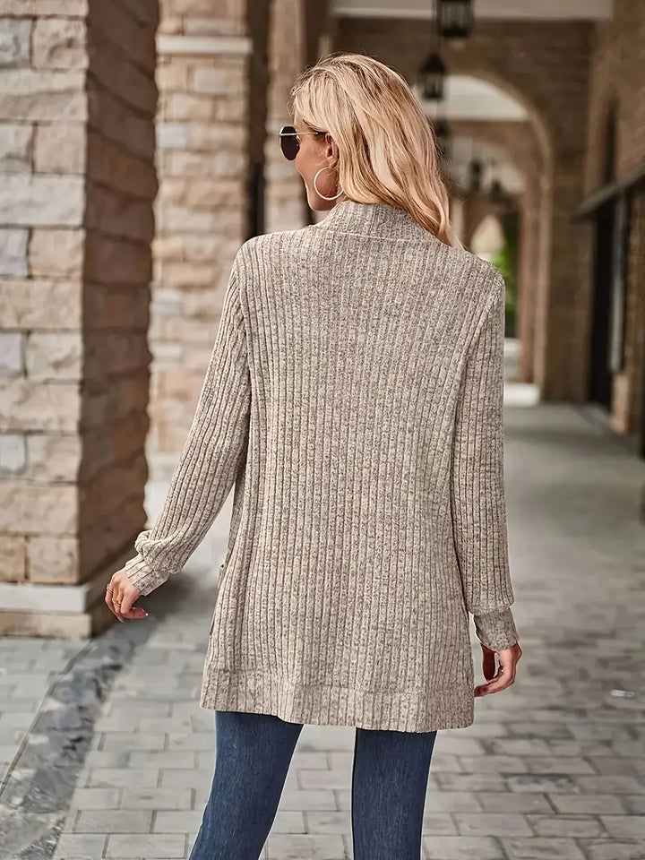 Neva™ - Elegant Ribbed Knit Cardigan with Long Sleeves