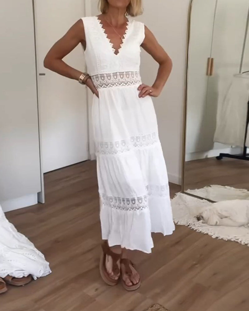 Stella™ - Comfortable V-Neck Lace Top Dress