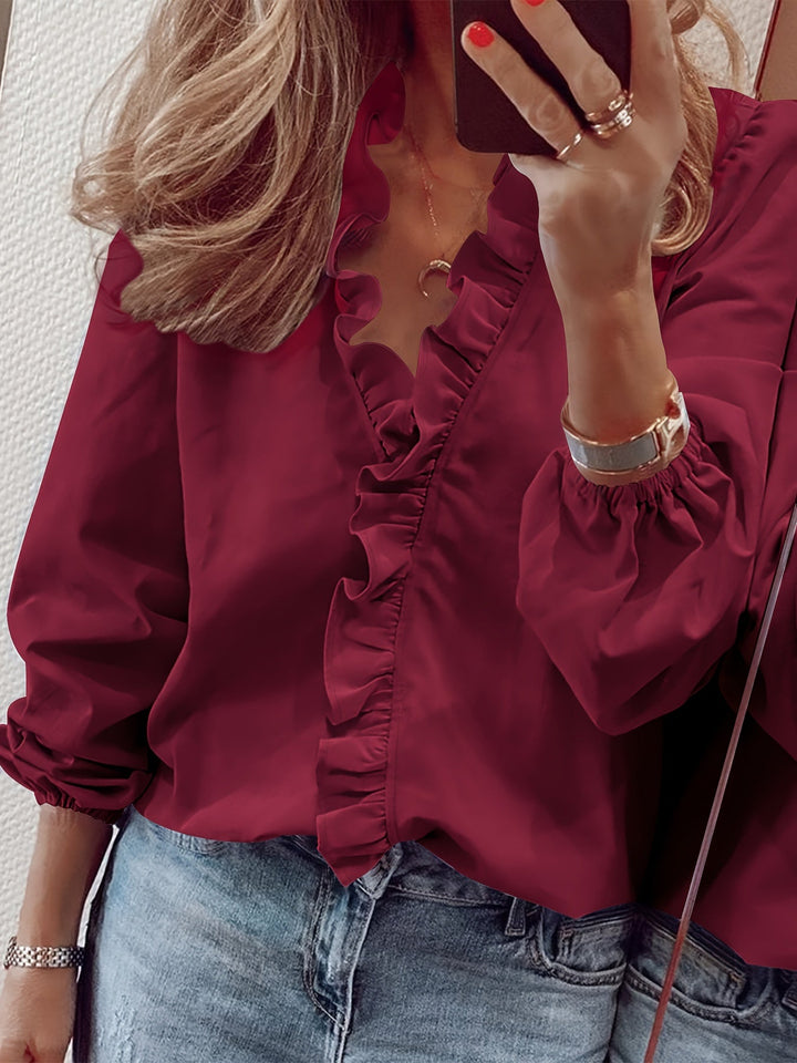 Aria™ - V-Neck Top with Ruffle Detail