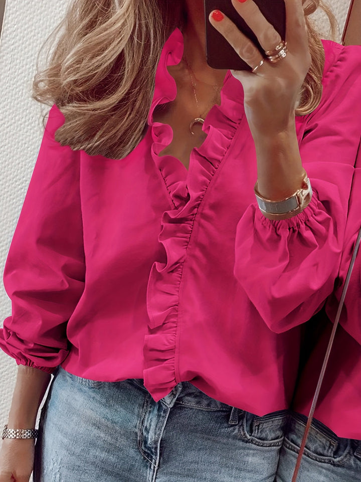 Aria™ - V-Neck Top with Ruffle Detail