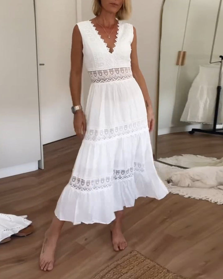 Stella™ - Comfortable V-Neck Lace Top Dress