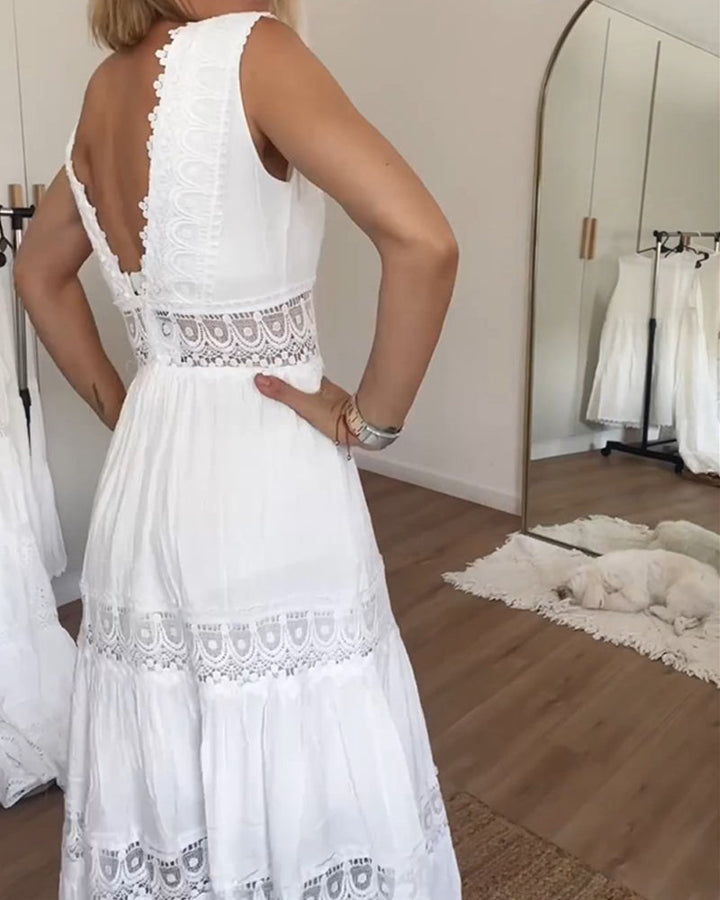 Stella™ - Comfortable V-Neck Lace Top Dress