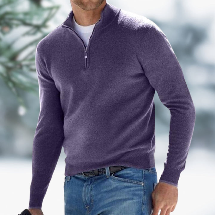 MARK | Fine-knit jumper for men with quarter zip