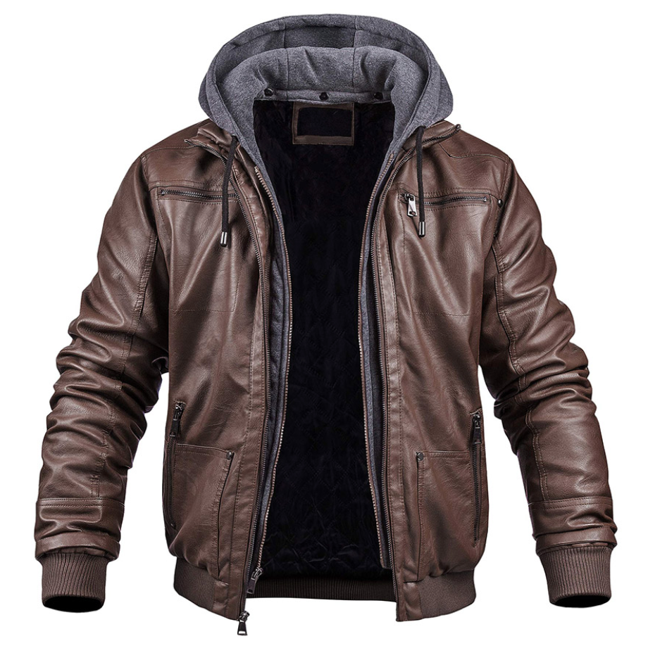 Stylish Premium Leather Winter Jacket with Hood