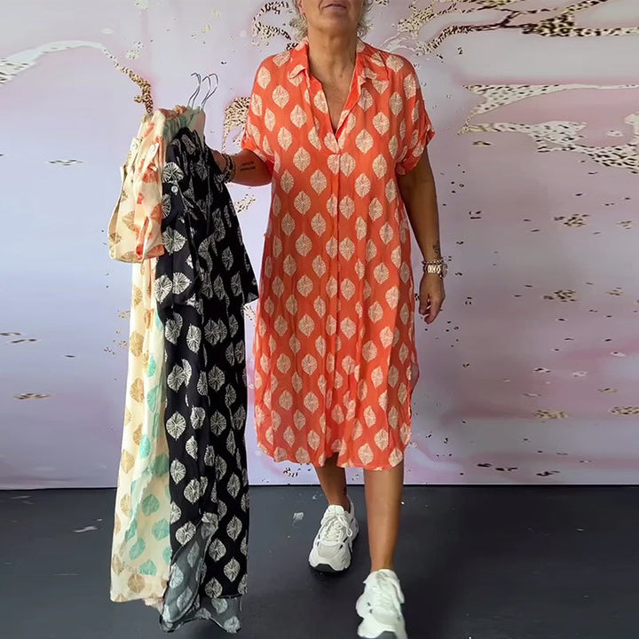 Liora™ - Women's Spring Dress with Lapels