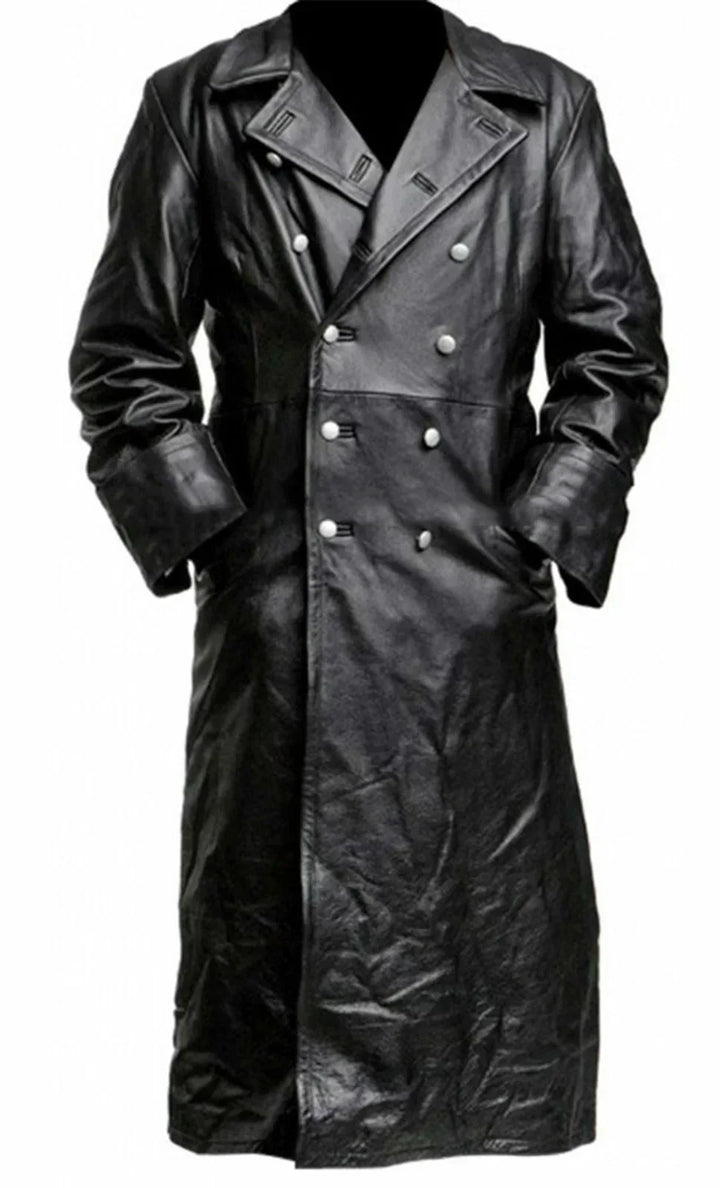Classic Men's Leather Trench Coat - Jari