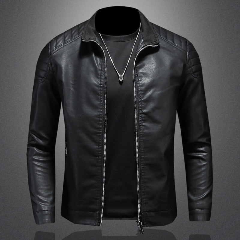 Enrico - Elegant Leather Jacket with Pockets for Men