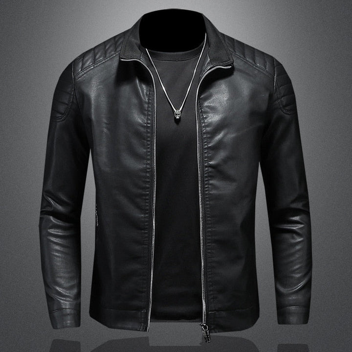 Enrico - Elegant Leather Jacket with Pockets for Men
