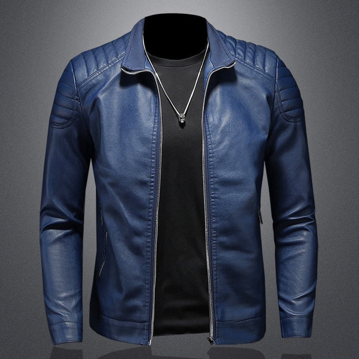 Enrico - Elegant Leather Jacket with Pockets for Men