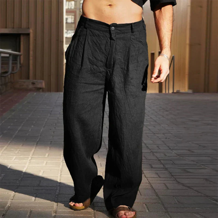 Stevie™ – Men's Linen Trousers with Wide Leg