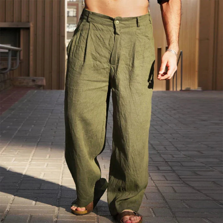 Stevie™ – Men's Linen Trousers with Wide Leg