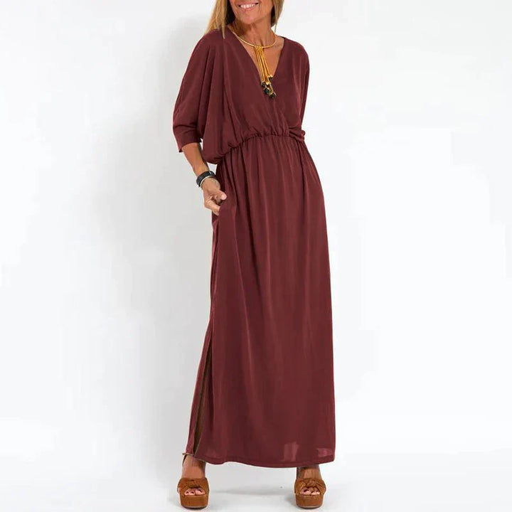 Angelica™ - Long Vintage Dress with Side Slit at High Waist