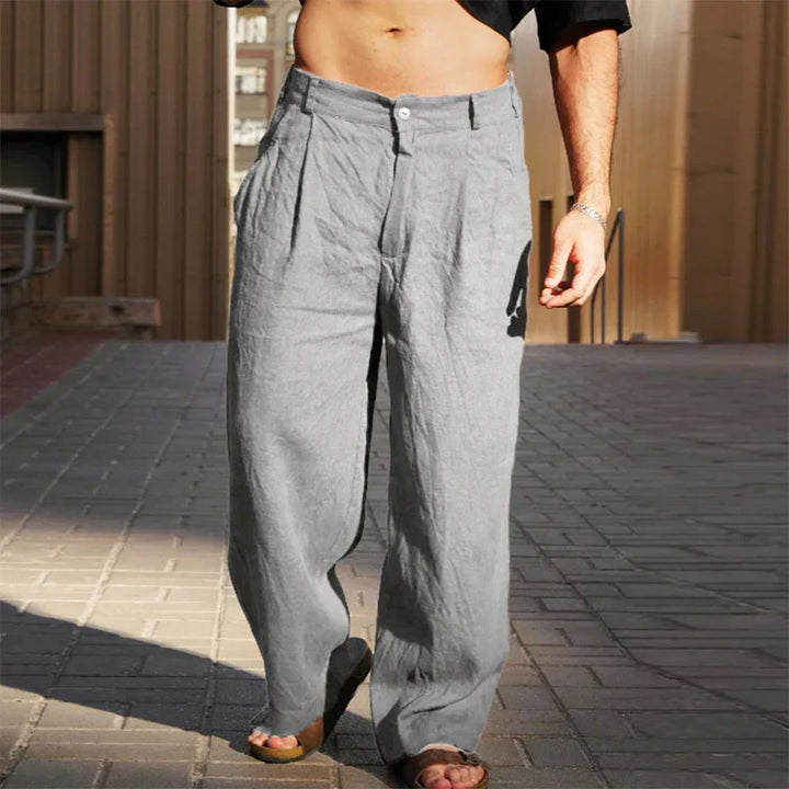 Stevie™ – Men's Linen Trousers with Wide Leg