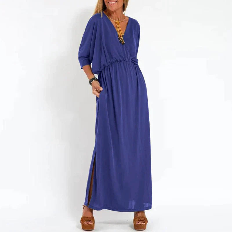 Angelica™ - Long Vintage Dress with Side Slit at High Waist