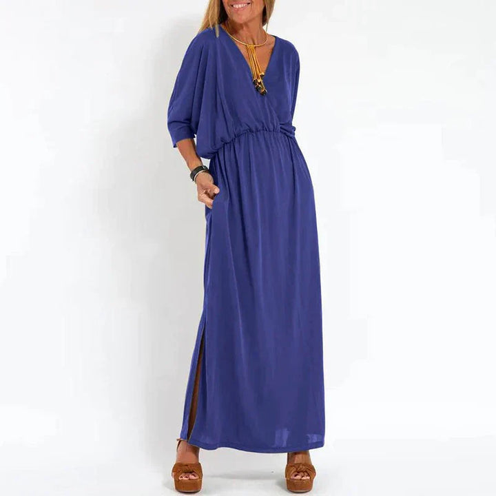 Angelica™ - Long Vintage Dress with Side Slit at High Waist
