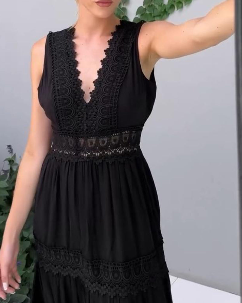 Stella™ - Comfortable V-Neck Lace Top Dress