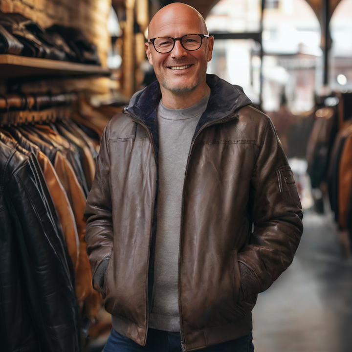 Stylish Premium Leather Winter Jacket with Hood