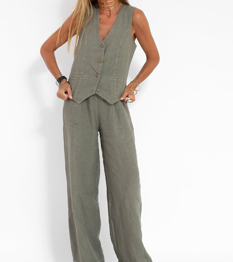 Aira™ - Waistcoat with Buttons & Wide Trousers Set