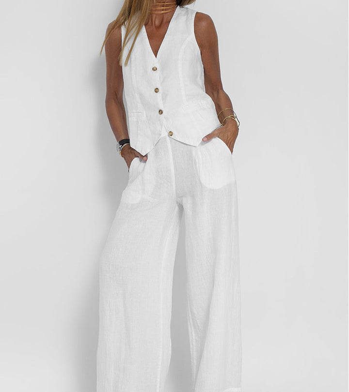 Aira™ - Waistcoat with Buttons & Wide Trousers Set
