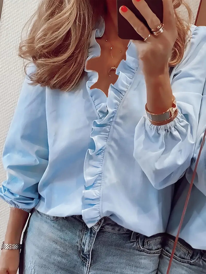 Aria™ - V-Neck Top with Ruffle Detail