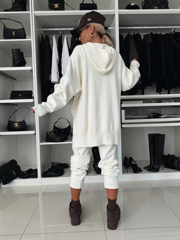 Camilla - Two-Piece Women's Set with Long Sleeves, Hood, and Round Neckline