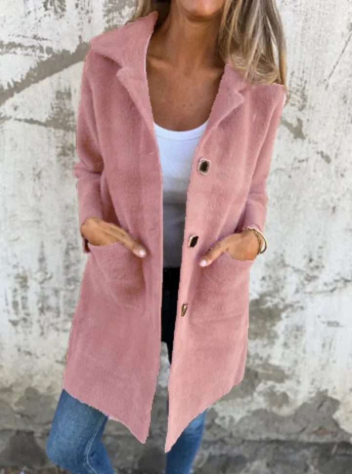Alice - Casual Thick Coat with Lapels