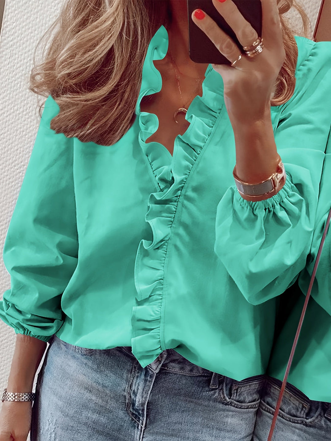 Aria™ - V-Neck Top with Ruffle Detail