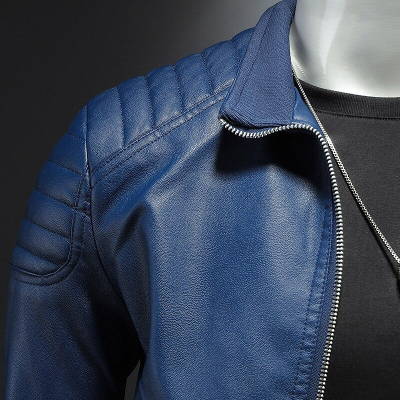 Enrico - Elegant Leather Jacket with Pockets for Men