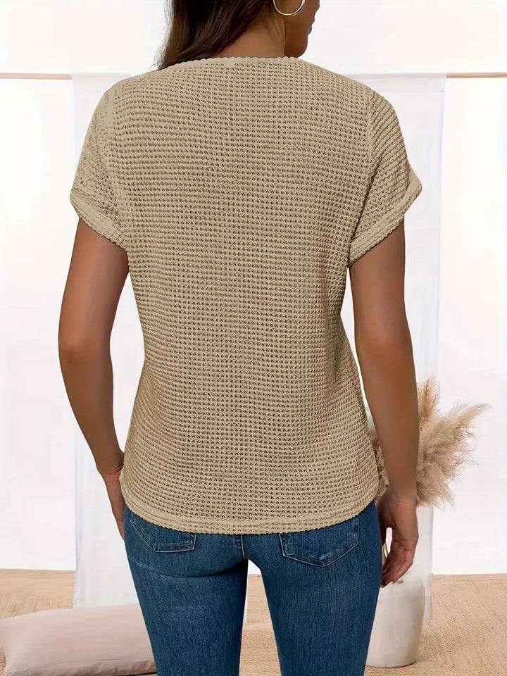 Megan™ - Stylish Lace Trimmed Round Neck Shirt
