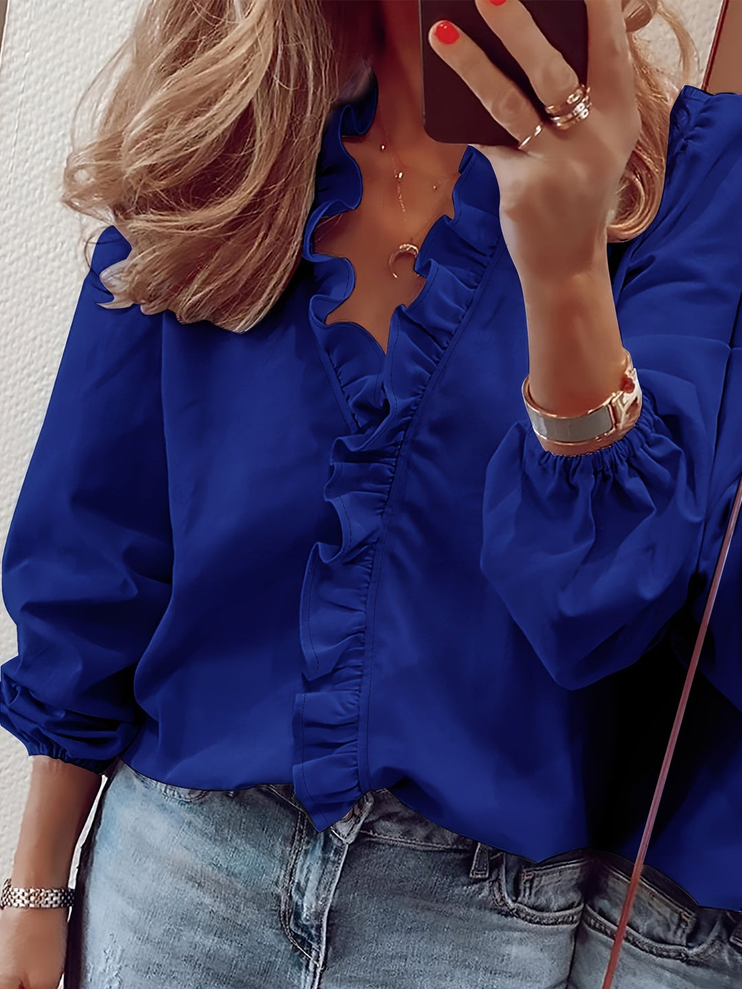Aria™ - V-Neck Top with Ruffle Detail