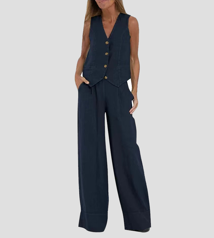 Aira™ - Waistcoat with Buttons & Wide Trousers Set