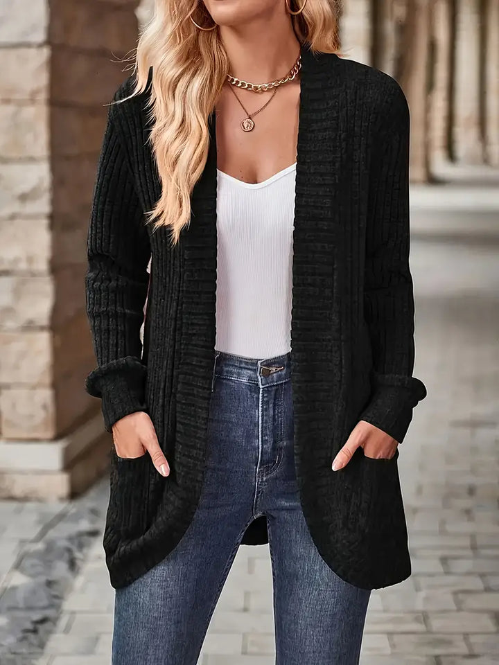 Neva™ - Elegant Ribbed Knit Cardigan with Long Sleeves