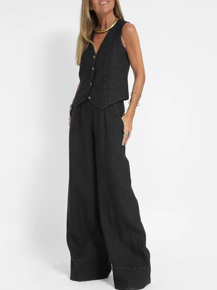 Aira™ - Waistcoat with Buttons & Wide Trousers Set