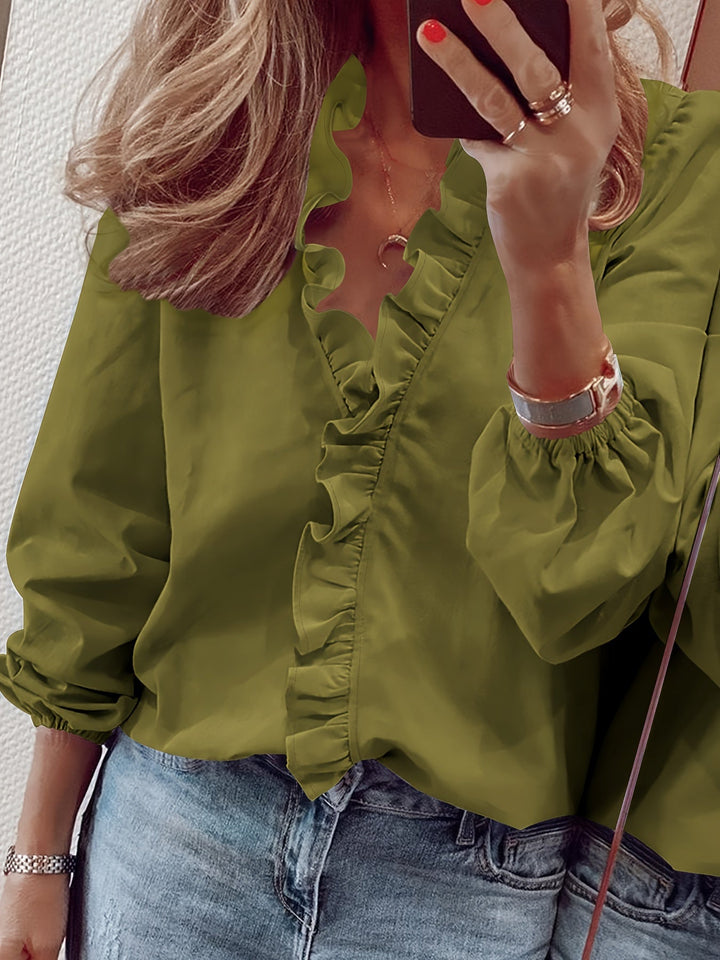 Aria™ - V-Neck Top with Ruffle Detail