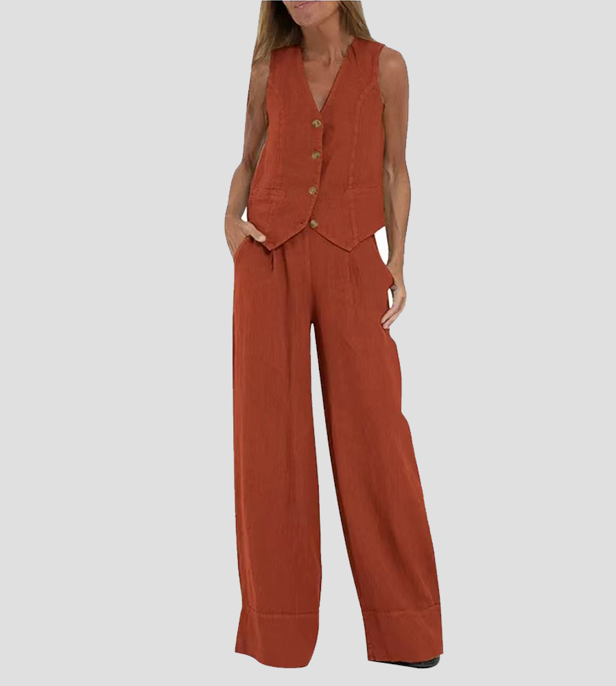 Aira™ - Waistcoat with Buttons & Wide Trousers Set