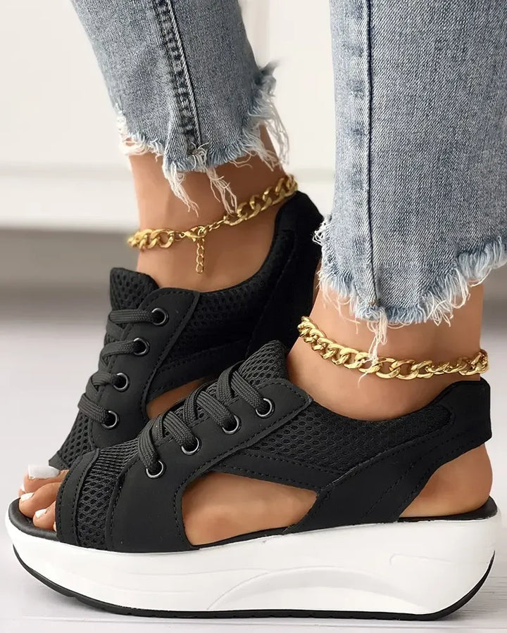 Celeste - Muffin Sandals with Contrasting Inserts