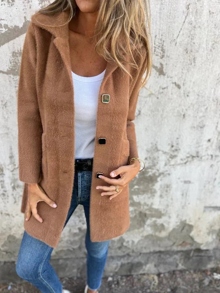 Alice - Casual Thick Coat With Cuffs