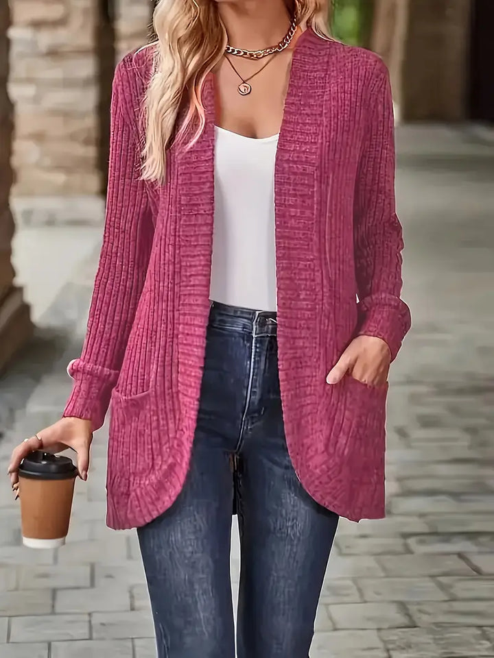 Neva™ - Elegant Ribbed Knit Cardigan with Long Sleeves