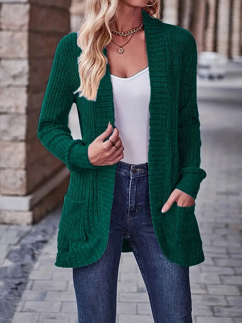 Neva™ - Elegant Ribbed Knit Cardigan with Long Sleeves