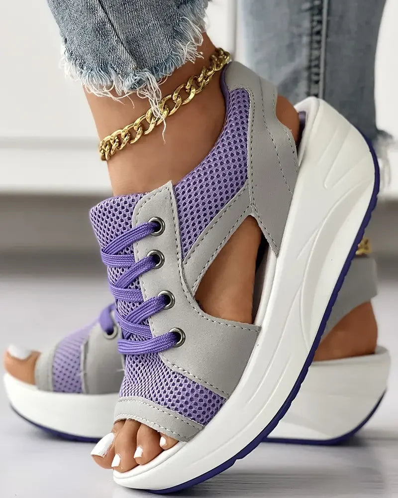 Celeste - Muffin Sandals with Contrasting Inserts